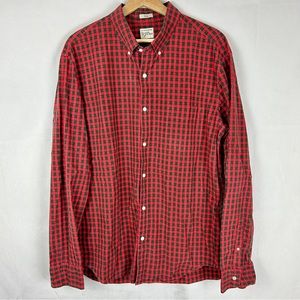 J CREW Plaid Cotton Shirting Button Down XL Slim Fit‎ Green Red